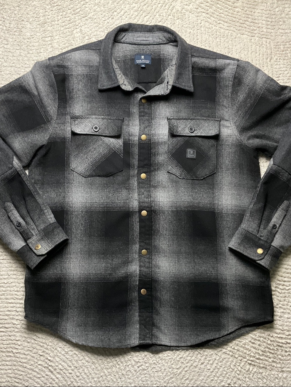 Roark Nordsman Wool Flannel Snap Button Plaid Shirt Jacket Size XL